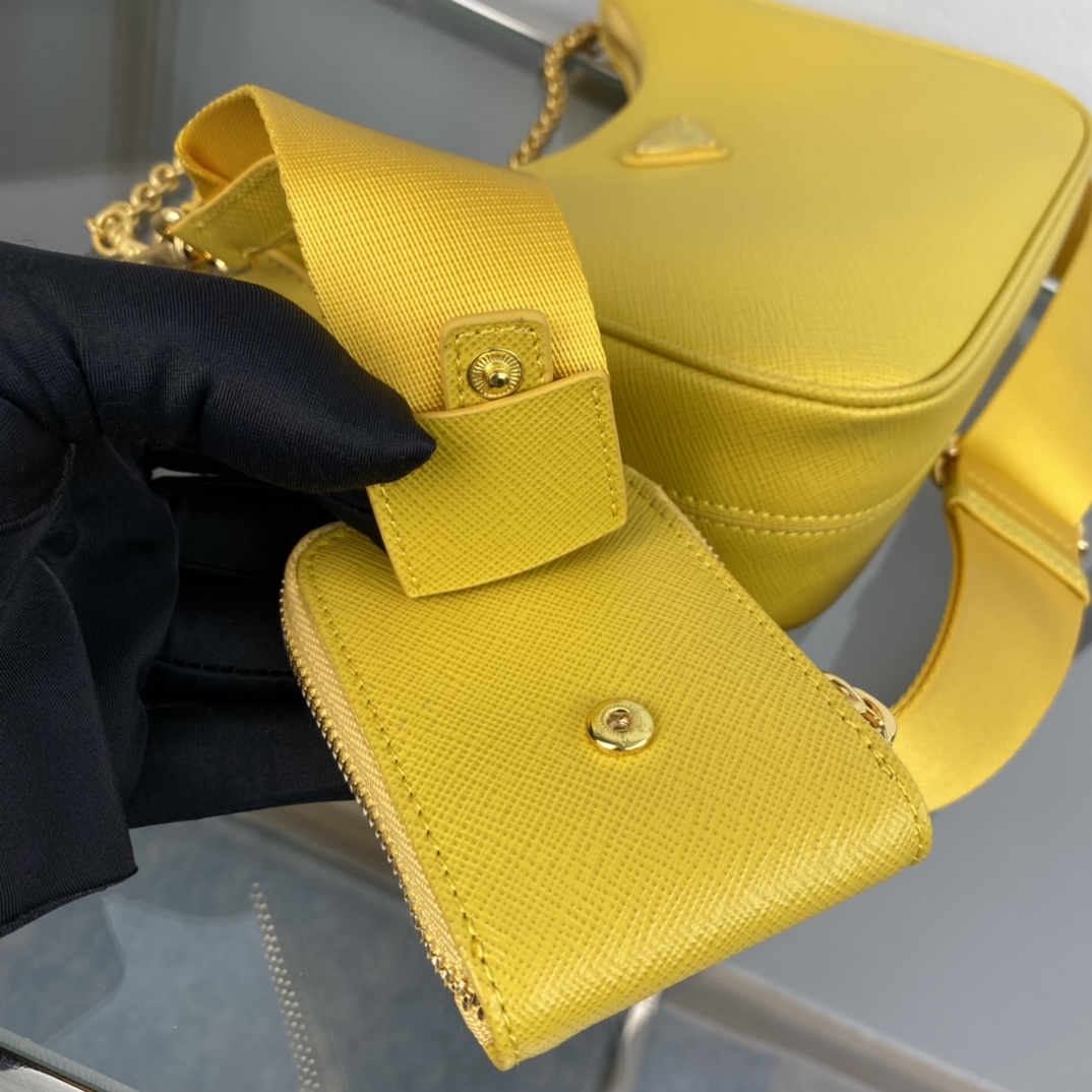 Prada Saffiano Leather Re Edition 2005 Shoulder Bag Sunny Yellow 1BH204